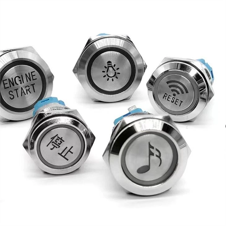 19mm Illuminated Customized 6V 12V Metal Push Button Switch