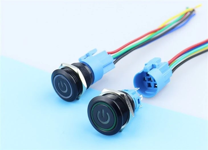 Power Symbol Aluminum Push Button Switch 1NO1NC