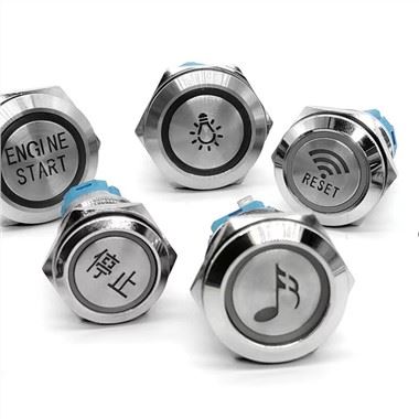 19mm Illuminated Customized 6V 12V Metal Push Button Switch